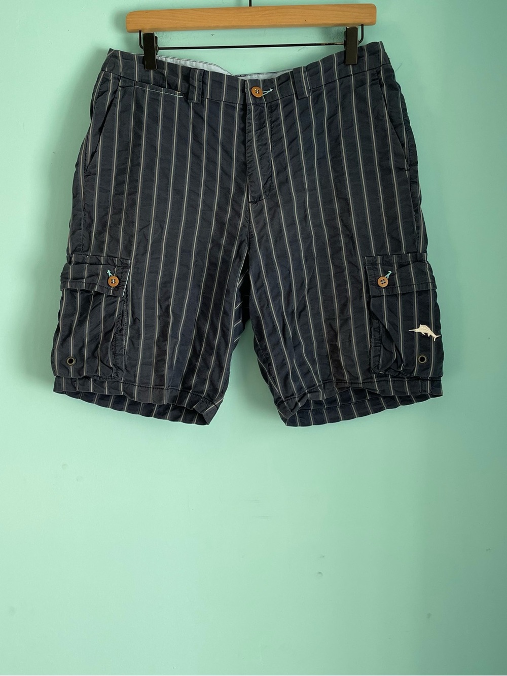 Tommy Bahama Relax Nylon Stripe Cargo Short 32 Coastal Dock Boat Travel Beach